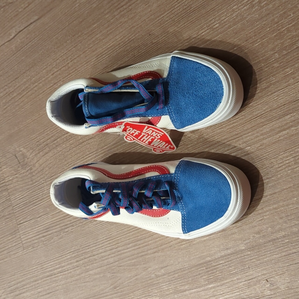 Vans in Blue, Red, and White